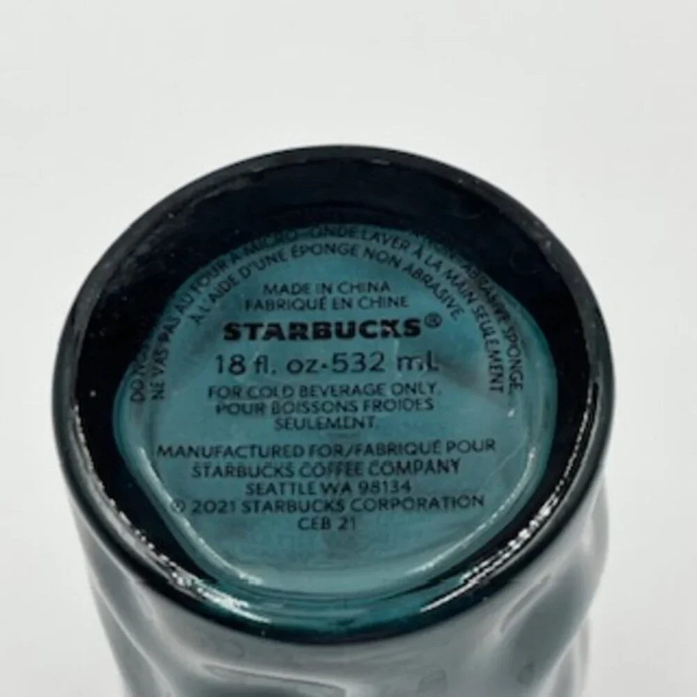 Starbucks Dark Green‎ Mottled Glass Cold Cup Tumbler 18 Oz Fall 2021